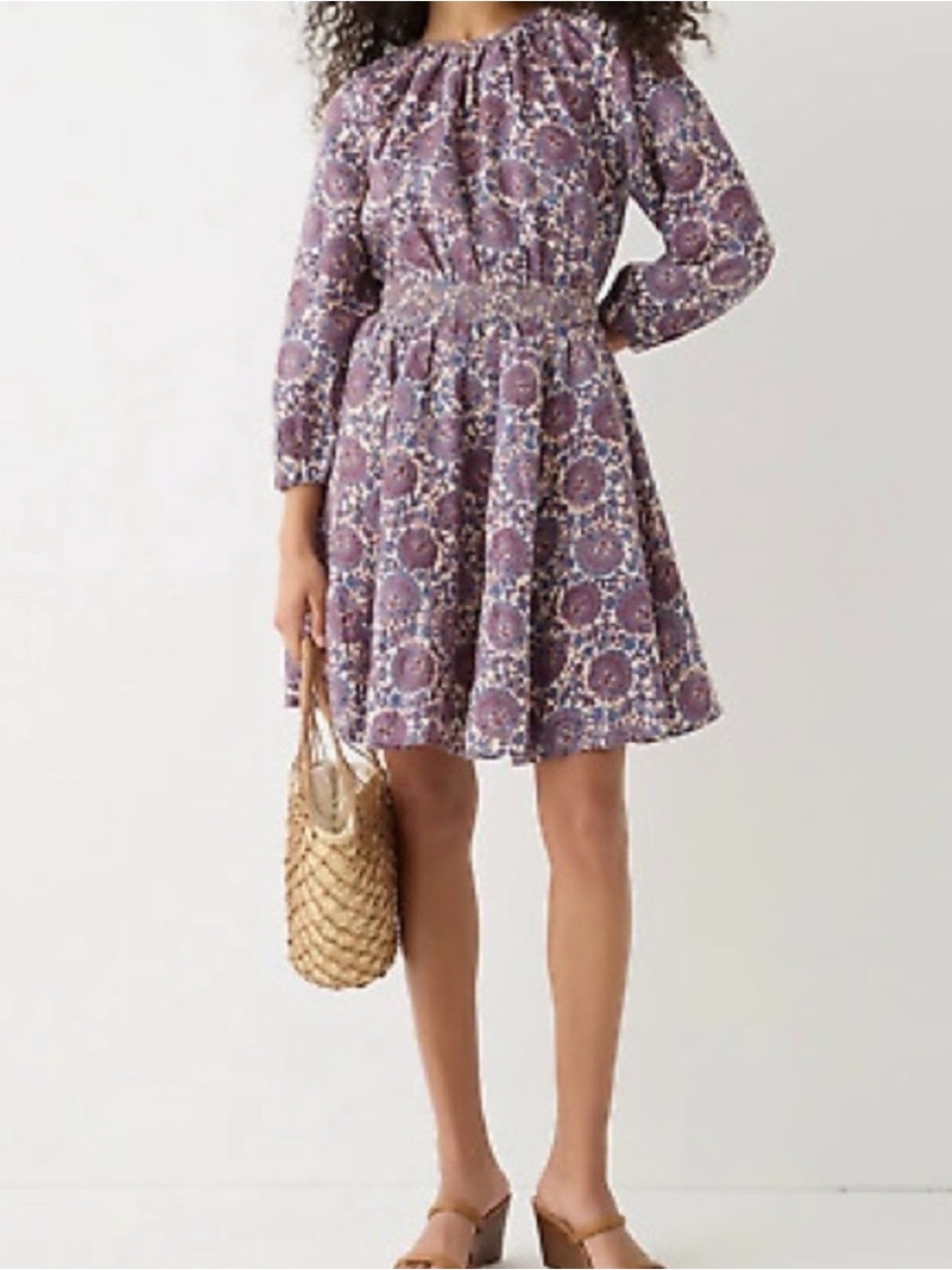 J. Crew Palermo Smocked Waist Linen Floral Mini Dress Size S NWOT.